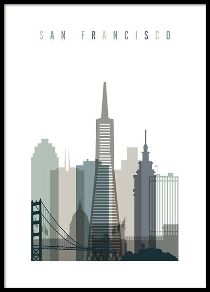 San Francisco Skyline Poster in the group Prints / Graphical at Desenio AB (2349)