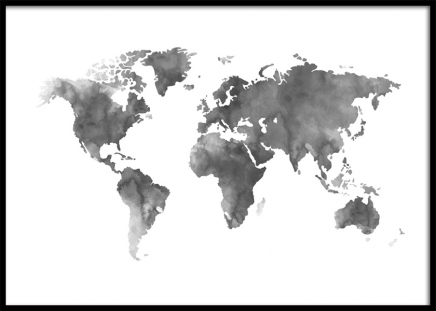 World Map Grey Watercolour, Poster in the group Prints / Maps & cities at Desenio AB (8453)