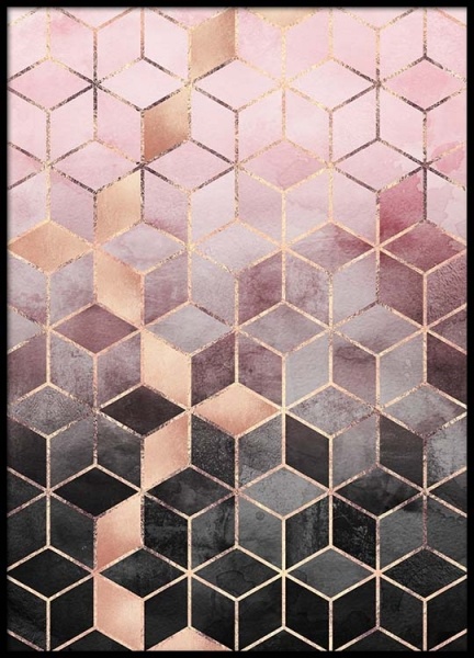 Pink Grey Gradient Cubes Poster in the group Prints / Art prints at Desenio AB (pre0016)