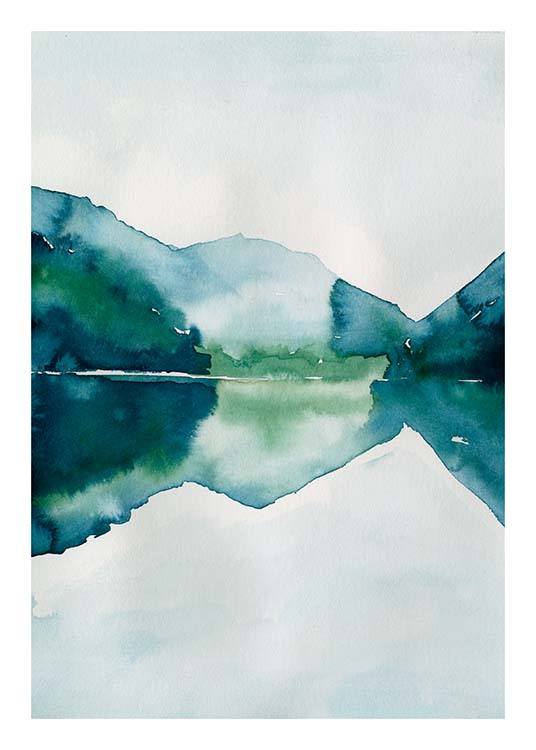 Watercolor Mountain Reflection Poster