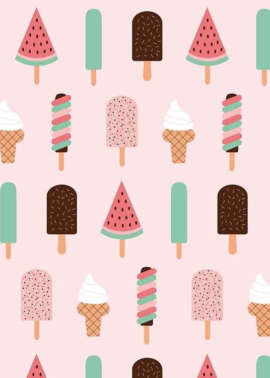 Ice Cream Pattern Poster / Kids posters at Desenio AB (10155)