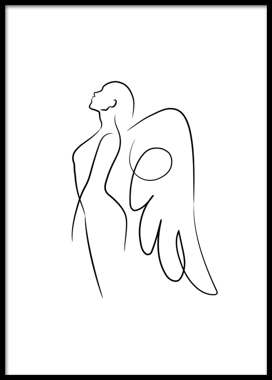 Line Art Angel Poster