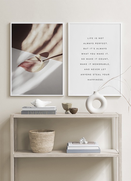 – Minimalistic text print with a text about making life memorable