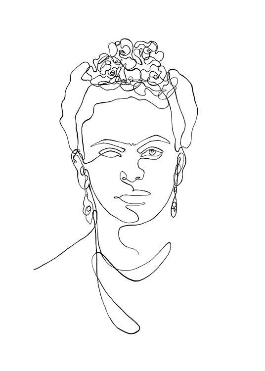 Frida Kahlo Line Art Poster