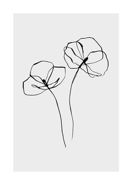Line Flower No2 Poster / Black & white at Desenio AB (11766)