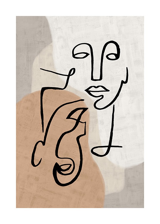 Abstract Line Art No3 Poster Abstract face lines