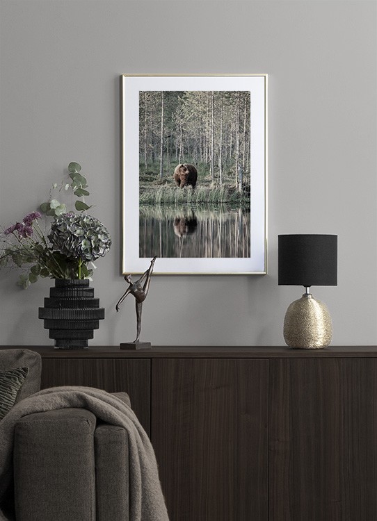 Bear by Lake Poster