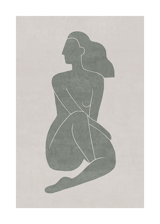 Seated Pose Green No1 Poster