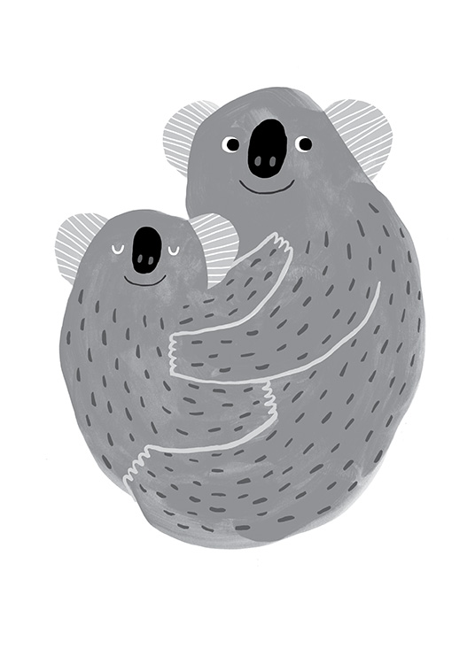 - Illustration of koalas in grey