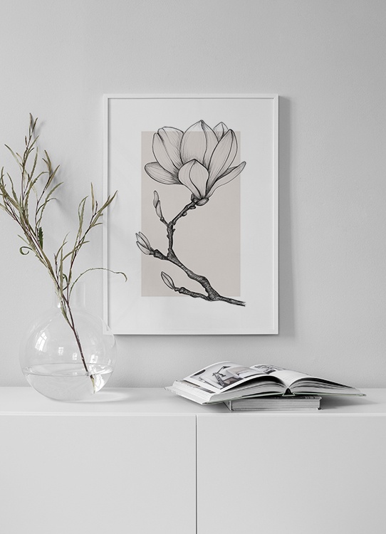 Magnolia Drawing No1 Poster Magnolia Sketch Desenio Com Au