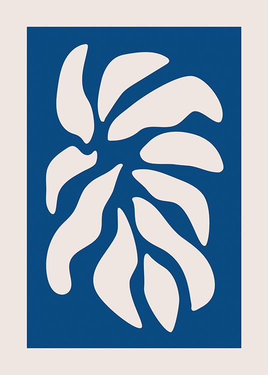 Blue Graphic Petals Poster