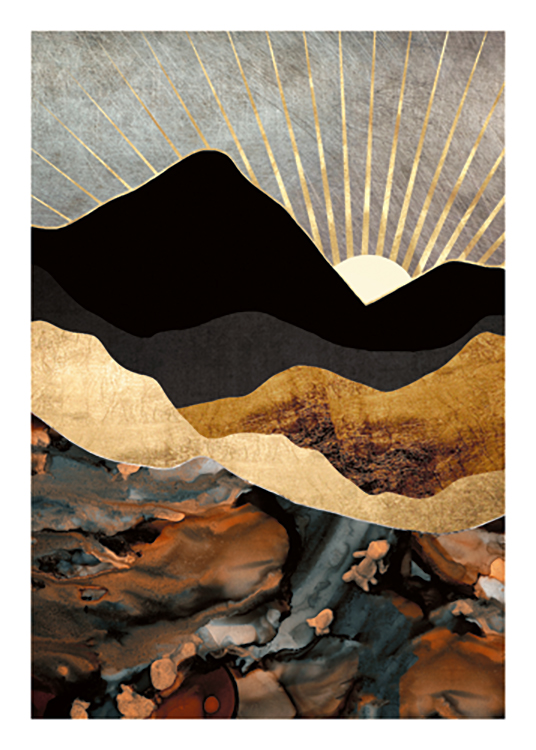 Copper And Gold Mountains Poster