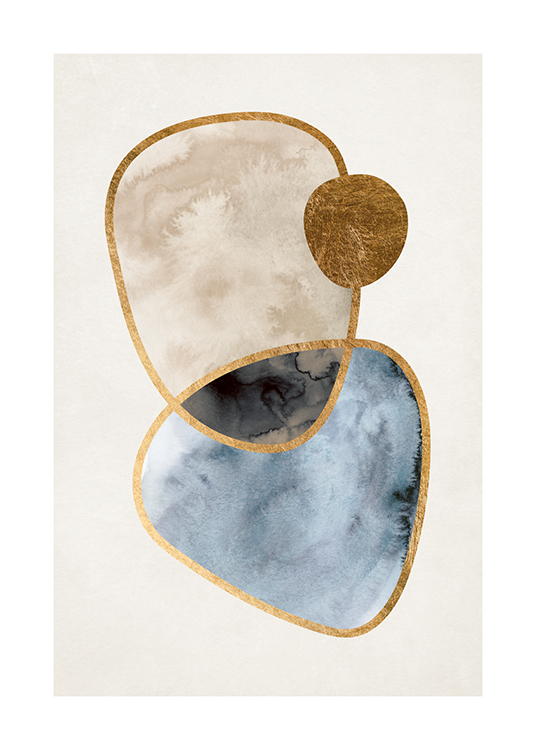 Gold and Aquarelle No1 Poster