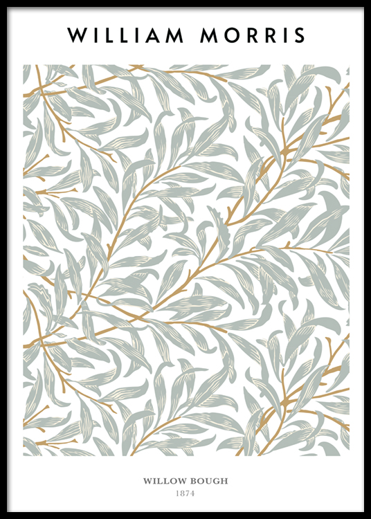 William Morris - Willow Bough Poster - Grey leaf pattern - desenio 