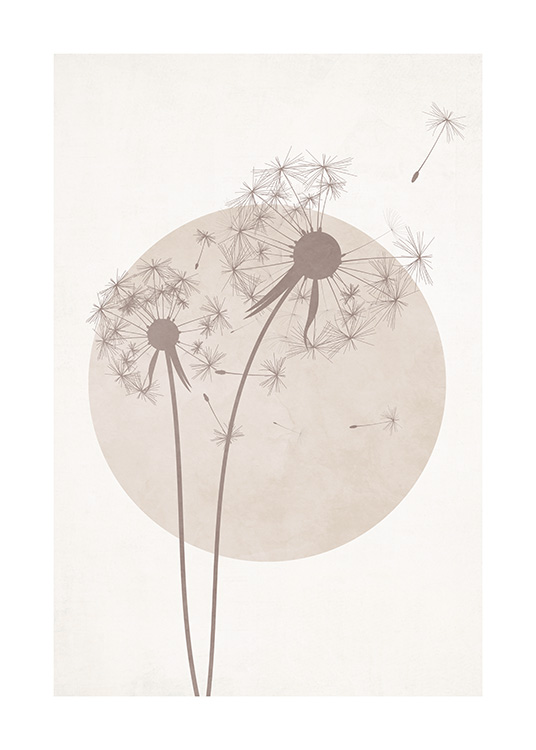 – A lovely graphic dandelion print in calm beige colours