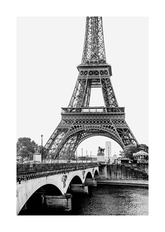 – Black and white poster of the Eiffel tower 