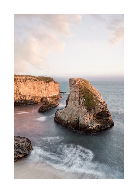 – Print of a cliff in the water 