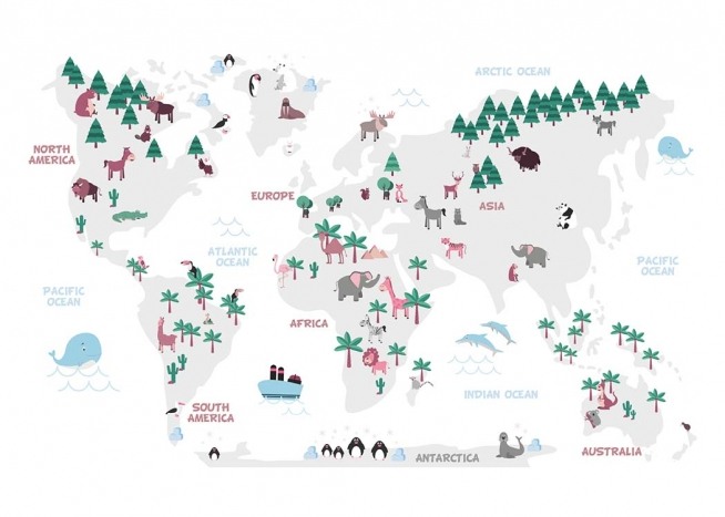 World Map Pastel Poster