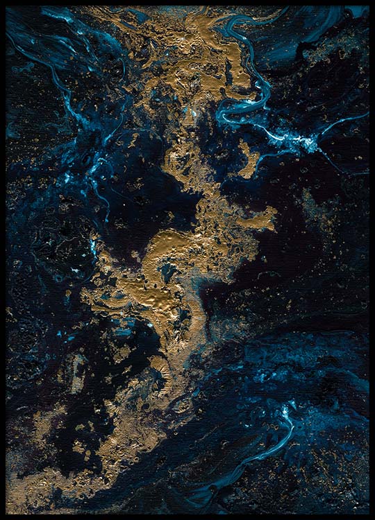 Blue Gold Poster Abstract blue and gold