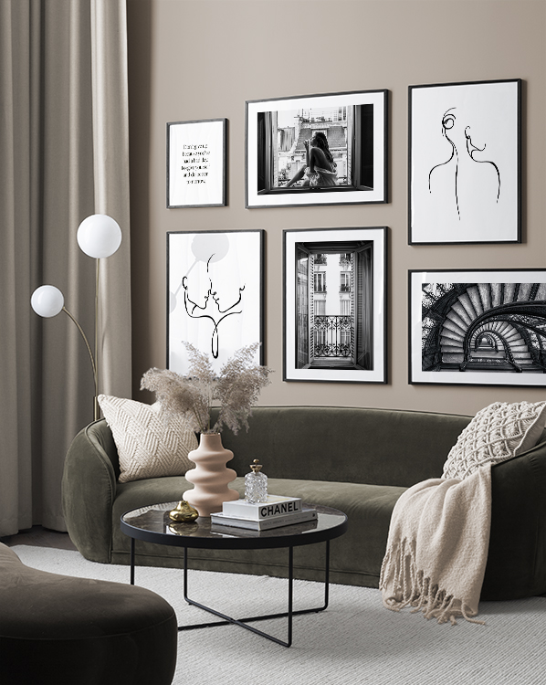 Line art gallery walls Minimalistic styles